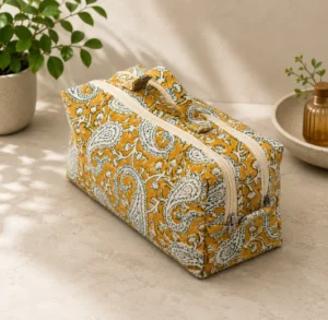 Handcrafted Cotton Paisley Print Cosmetic & Toiletry Bag