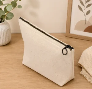 Premium Natural Canvas Cosmetic Zipper Pouch
